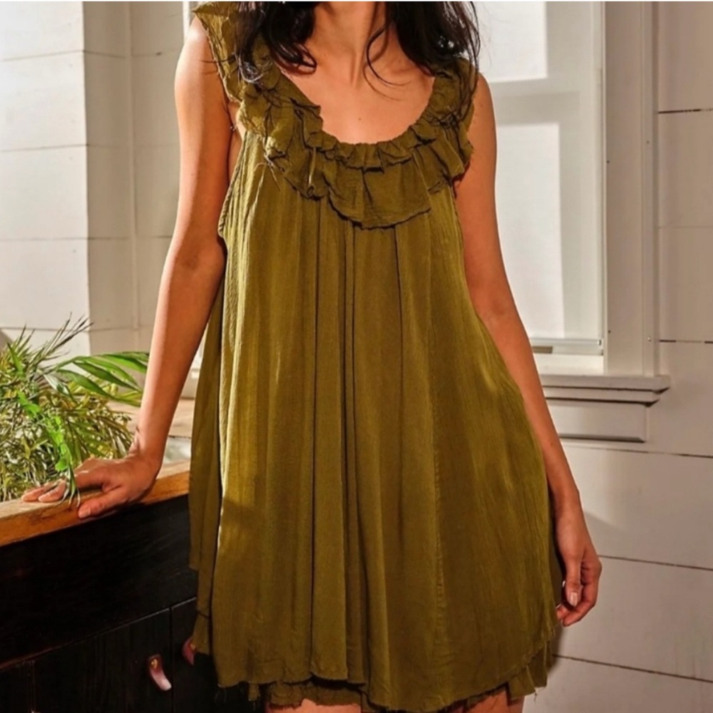 Free People Intimately Olive Green Just For You Trapeze Dress